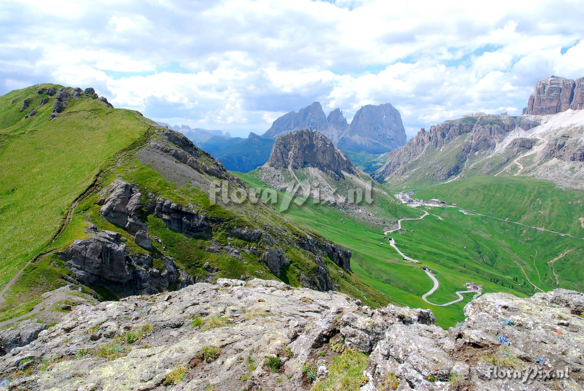 5-places Pordoi Pass in the Dolomites
